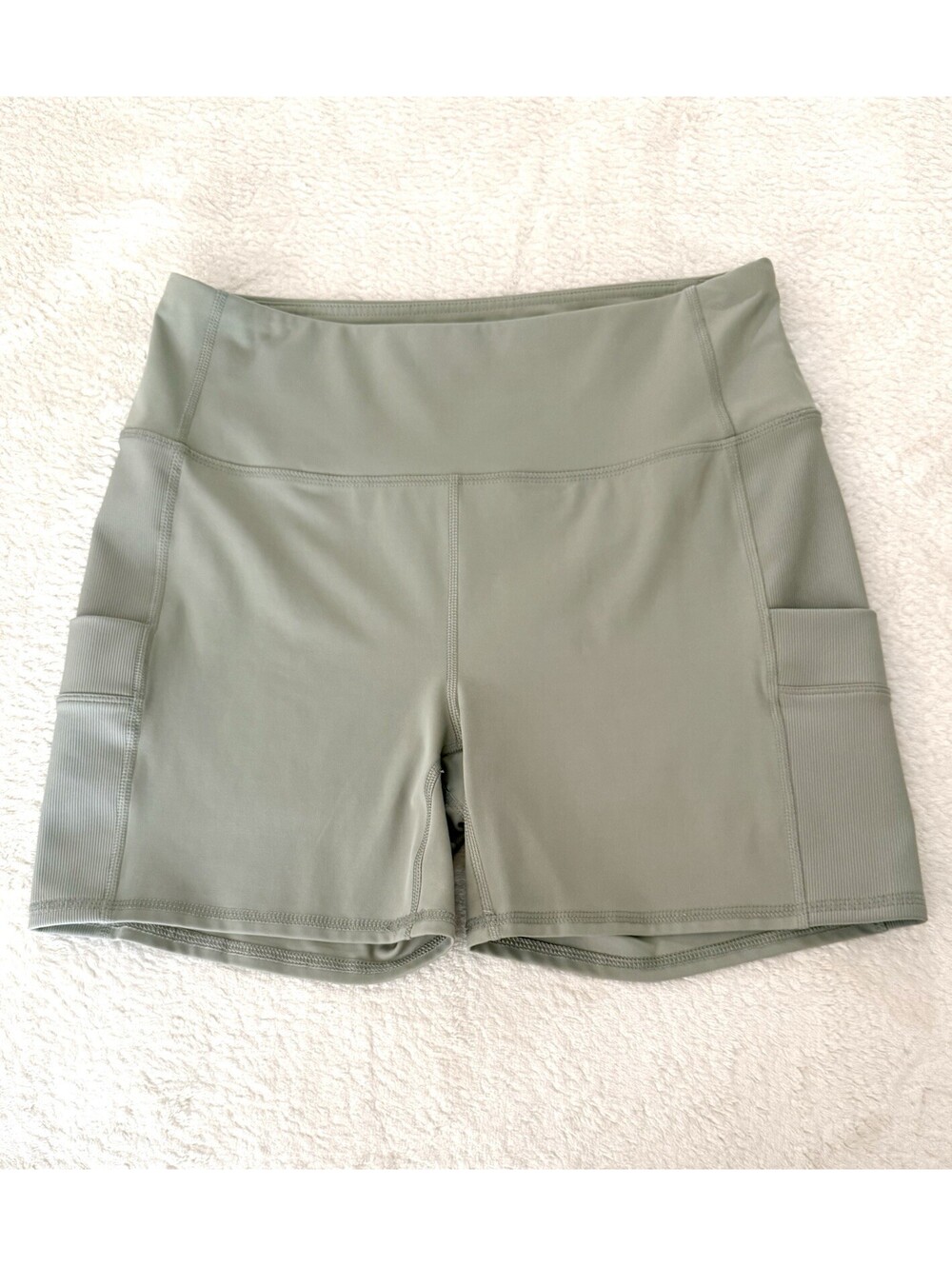 RBX Women’s Biker Shorts XL Green High Rise Yoga Athletic Stretch Pockets
